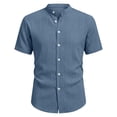 thumbnail image 3 of CONZONE Mens Buttons Down Shirts Short Sleeve Shirts for Men Trendy Solid Color Slim Soft Lightweight Summer Tops, 3 of 7
