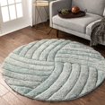 thumbnail image 3 of Well Woven San Francisco Ucci Blue Modern Shag Geometric Stripes 5'3" Round Area Rug, 3 of 4