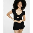 thumbnail image 2 of Bar III Womens Ruffled Sleeve Crop Top Dark Black 8, 2 of 3