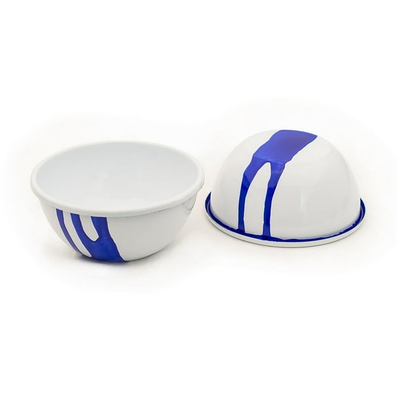 Hand Painted 34 oz Enamel Dining Bowl Set of 4