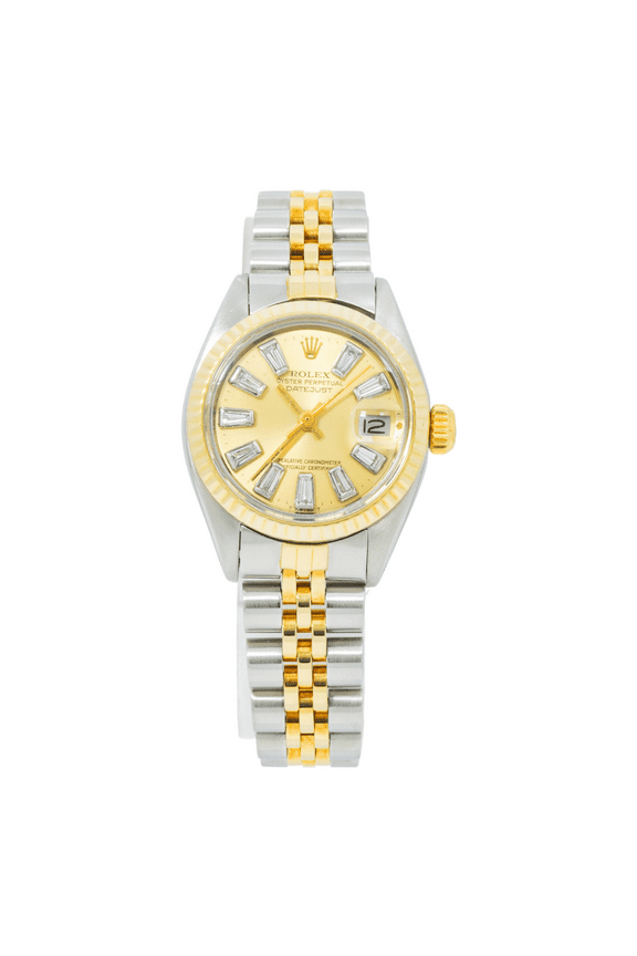 Pre-Owned Rolex Datejust 6917 26MM Champagne Baguette Diamond Dial With 0.50 CT Diamonds