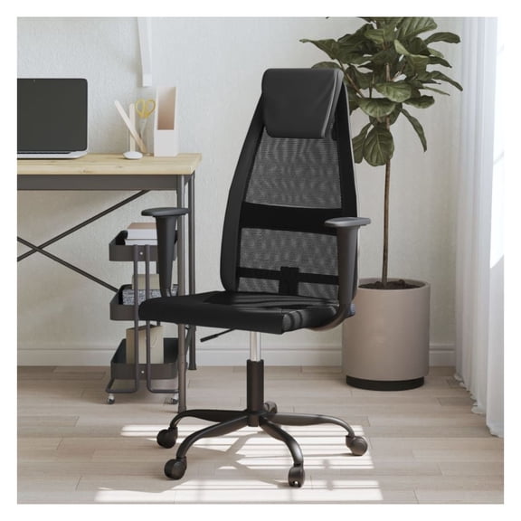 Black Mesh Office Chair with Headrest - Adjustable Height, Swivel, Ergonomic Desk Chair for Home & Office - 242.5lb Capacity