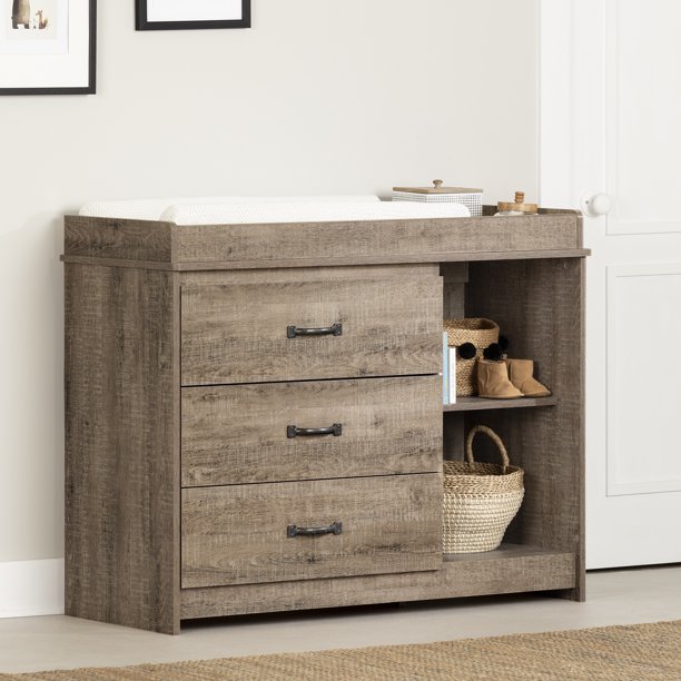 South Shore Tassio Farmhouse Changing Table, Weathered Oak