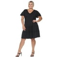 thumbnail image 2 of White Mark Women's Plus Size Short Sleeve V-Neck Tiered Dress, 2 of 5