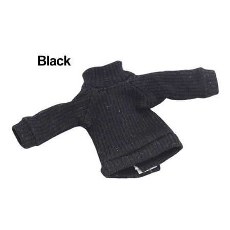 

Pure Color Playing House Dress Up Games Mini Winter Tops Woven Outfits Toy Warm Clothes Doll Knitted Sweater Dollhouse Accessories BLACK