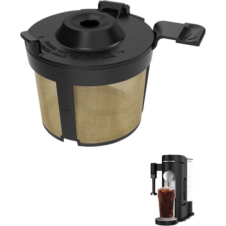 Permanent Coffee Filter for Ninja PB051 / PB040 / PB041ST - Compatible with Ninja Pods & Grounds Coffee Maker - Reusable Gold 304 Stainless Steel Mesh - Eco-Friendly Coffee Pod Accessory (1, Black)