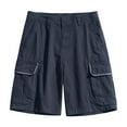 thumbnail image 2 of Xysaqa Cargo Shorts for Men Solid Elastic Waist Outdoor Sports Shorts Mens Casual Cotton Relaxed Fitted Cargo Work Short Pants with Multi Pockets S-2XL, 2 of 3