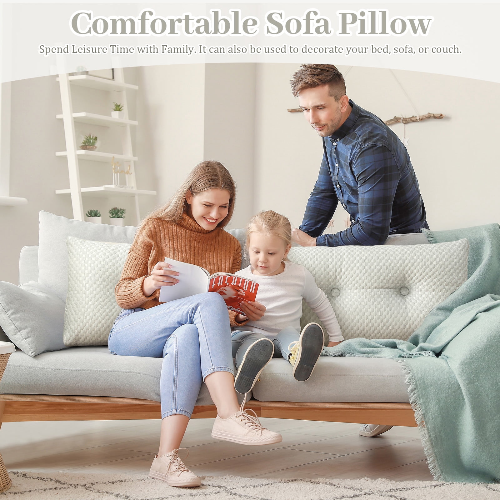 Lovote Comfort Wedge Headboard Pillow - Plush Supportive Backrest for Reading & Relaxing