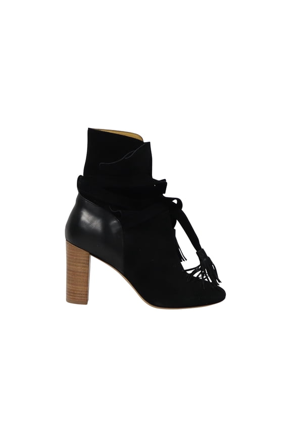 Pre-Owned Ba&Sh Block Heel Ankle Boots in Black Suede