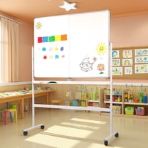 Anvazise Mobile Magnetic Double-Sided Reversible Whiteboard with Wheels,Sided Rolling Folded White Board,Height Adjust Large Dry Erase Board,Wall Planner Dry Erase Board,36" X 48",White