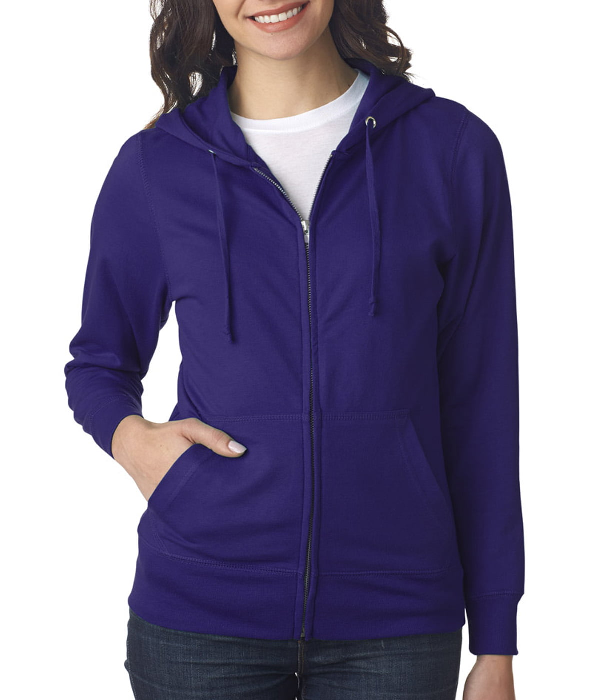 LAT Apparel - LAT Full-Zip Hoodie (3763) Purple, L - Walmart.com ...