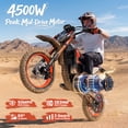 thumbnail image 3 of Qronge Electric Dirt Bike for Adults with 14"/12" Tires, 4500W Peak Mid-Drive Motor X1 Spark E-Dirt Bike up to 60Miles Range, 50 mph Dirt Bike Electric for Teens, 60V 28.8AH Battery, UL2849 by SGS, 3 of 9