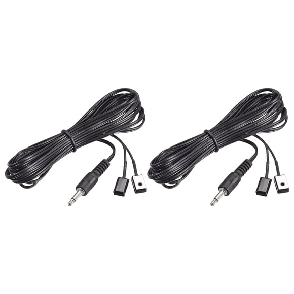 Unique Bargains IR Infrared Emitter Extension Cable 9.8ft 45 Degree Emission Angle 3.5mm Jack 2 Black Head 2pcs