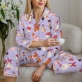 thumbnail image 6 of Salouo Fashionable Cats Pattern Women's Pajamas Set Long Sleeve Button Down Sleepwear Soft Pj Lounge Sets for women 2 Piece Pjs Set with Long Pants-Large, 6 of 7