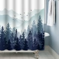 thumbnail image 5 of Pbobriich Blue Forest Shower Curtain,Rustic Mountain Trees Bathroom Shower Curtain with Hooks,60Wx72L, 5 of 5