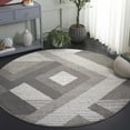 thumbnail image 2 of SAFAVIEH Pyramid Dimitar Geometric Area Rug, Grey/Ivory, 6'7" x 6'7" Round, 2 of 7