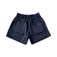 thumbnail image 6 of Landzoo Shorts For Women Solid Color Zip Front With Pockets Summer Breathable Women Shorts Size L Navy, 6 of 7