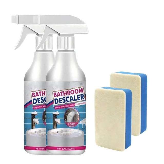 Limpiador de Baño de 60 Ml | Quitamanchas para Vidrios, Azulejos y Grifos | Desincrustante de Cal y Jabón | Limpiador En Espuma Multiusos para Bañeras y Lavabos