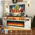 thumbnail image 2 of ChVans 95" Farmhouse Fireplace TV Stand for 90/100"TV with 60'' Electric Fireplace, LED Large Entertainment Center with Lights & Power Outlets & 2 Barn Doors Storage Cabinet for Living Room, White, 2 of 9