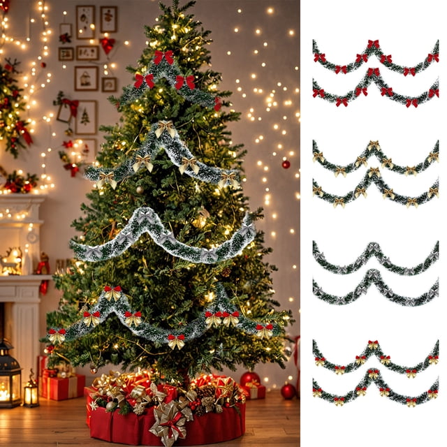 sdhkgrrt under $5 4Pcs Christmas Garland, 2 Meter Christmas Tinsel Garland,Tree Decoration Pull String,Hanging Ornament Ribbon,Festive Party Decor Streamer,Window Decoration Garland