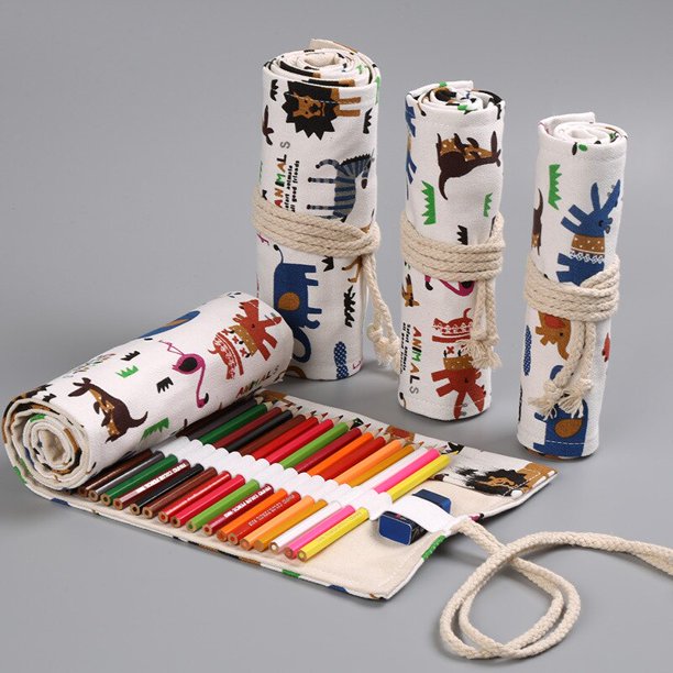 Estuche de lápices con 24/36/48 agujeros, suministros escolares Kawaii, bolsas de arte para bolígrafos, caja bonita, bolsa de almacenamiento para estudiantes, papelería Fivean unisex