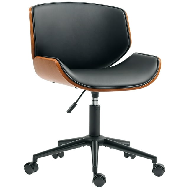 HOMCOM Chaise de Bureau Sans Accoudoirs avec Roulettes, Chaise de Bureau Moderne du Milieu du Siècle