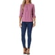 thumbnail image 2 of CURVOSPORT Camisa Elegante para Mujeres, Top de Oficina con Abertura Clave, Frente Plisado, Manga 3/4, Blusa de Chifón L Púrpura Ciruela, 2 of 6