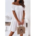 thumbnail image 6 of Women'S Summer Lantern Sleeves Ruffled Off Shoulder A-Line Dresses White L, 6 of 9