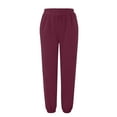 thumbnail image 6 of DPTALR Women's High Waisted Workout Joggers Baggy Lounge Bottoms,Wine,Size XXL, 6 of 7