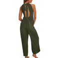 thumbnail image 3 of SRZYMJ Formal Jumpsuit for Women Stylish Women's Backless Neck Wide Leg Romper Jumpsuit Elegant Evening Party Wear Summer Outfit with Tie Detail for, 3 of 9