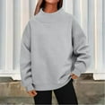 thumbnail image 2 of Lumtrix Mock Neck Sweatshirt Oversized For Women Turtleneck Cute Lightweight Pullover Long Sleeve Tops Fashion Clothes Casual Fall Winter Sweater Light Gray XL, 2 of 7