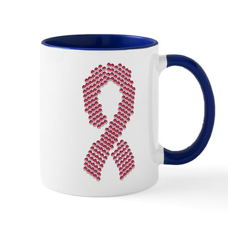 

CafePress - Pink Ribbon Jewel Collage - 11 oz Ceramic Mug - Novelty Coffee Tea Cup