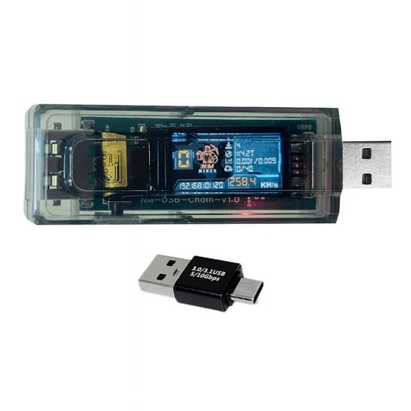 NMMiner Miner 265KH/S USB Chain ESP32 Crypto Miner BTC Solo Lottery Miner Ammeter Tester Adapter USB-A Series Form Chain