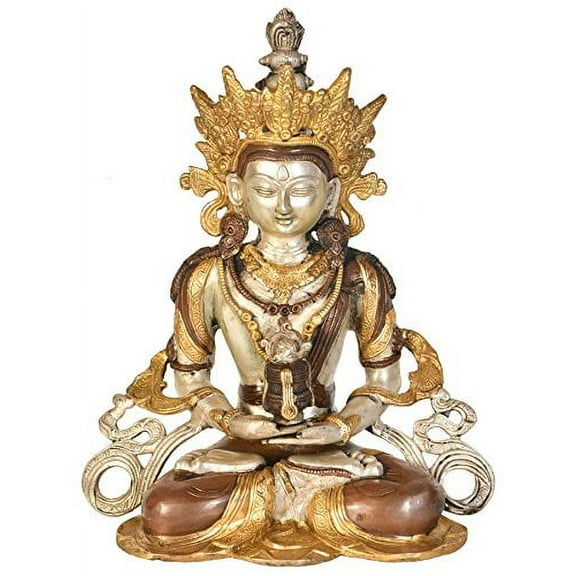 Exotic India Tibetan Buddhist Deity Amitabha Brass Statue Multi Color