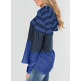 thumbnail image 2 of Women Sweatshirts and Hoodies Long Sleeve Drawstring Sweatshirts Color Block Striped Pullover Tops, 2 of 2