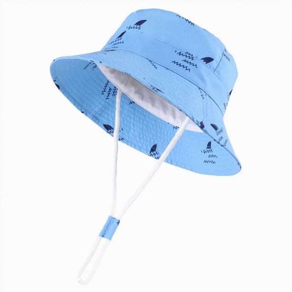 NIEWTR Baby Toddler Beach Hat UPF 50 Kids Sun Cap Adjustable Breathable Wide Brim Bucket Hat Summer Outdoor for Little Kids(A-Blue,6-12 Months)