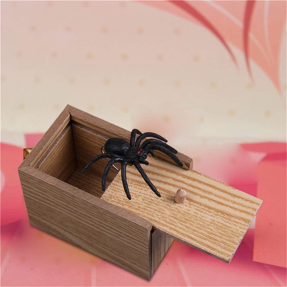 WFZ17 Toys For All Ages Wooden Scare Spider Insect Hidden Case Box Prank Joke Trick Play Kids Adult Toy random insect