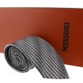 thumbnail image 3 of Missoni Feathered Stripe Grey Woven 100% Silk Tie, 3 of 4