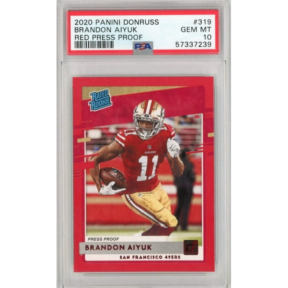 Graded 2020 Panini Donruss Brandon Aiyuk #319 Red Press Proof Rookie RC Football Card PSA 10 Gem Mint