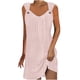 thumbnail image 1 of Mini vestido plisado sin mangas con cuello en V para mujer: informal, fluido, adecuado para fiestas/playa, se ajusta a la talla, 1 of 4