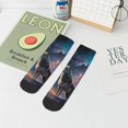 thumbnail image 7 of Fuzoiu Night Sky Wolf Print Adult Socks, Crew Moisture-wicking Socks, Unisex Cushion Crew Socks,Casual Sports Ankle Socks, 7 of 7