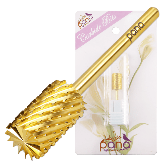PANA USA Professional 3/32" Big Pink & White Nail Drill Carbide Bit - For Manicure, Pedicure, Acrylic Nail Art Drill Electric Dremel Machine - Gold, Coarse Grit