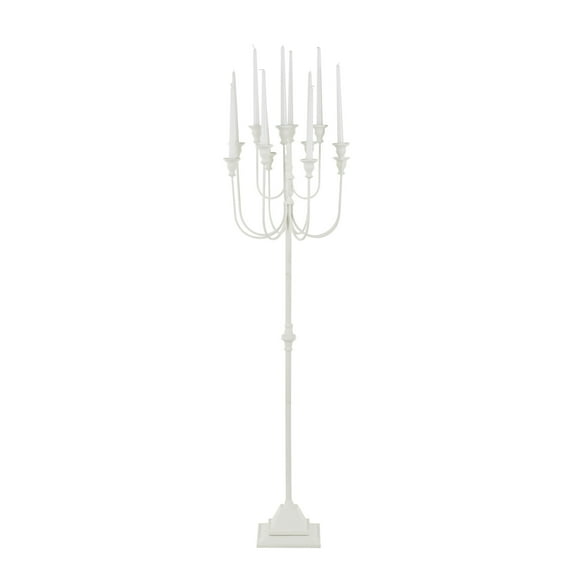 DecMode 12 Holder White Metal Taper Candelabra