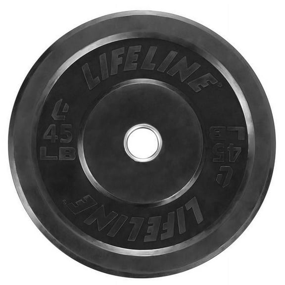Lifeline Fitness Olympic 45 lb. Rubber Bumper Weight Plate - Single 2" Barbell Plate for Home Gym Equipment, Fitness equipment for use with weight bench