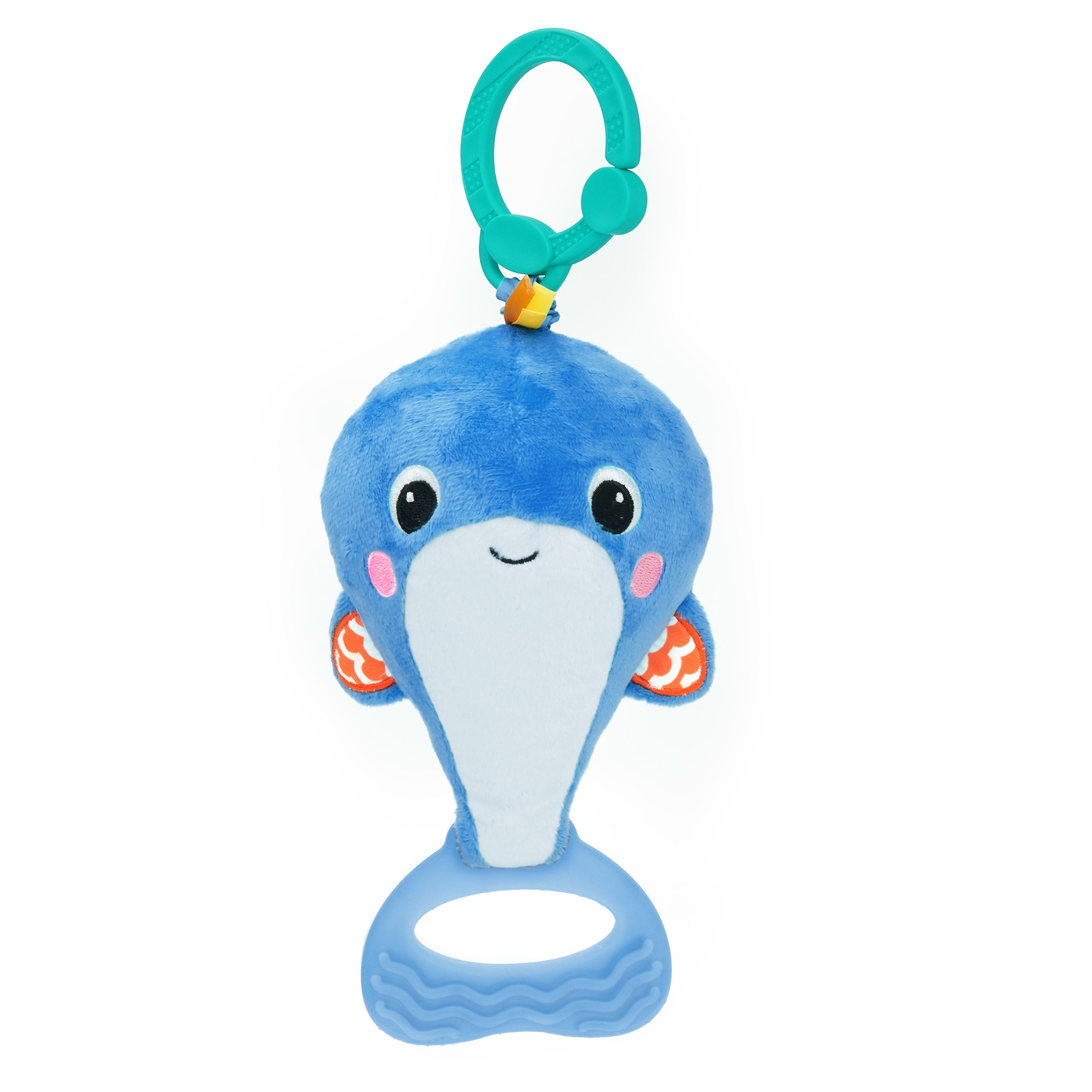 Bright Starts Whale-a-roo Pull & Shake Activity Toy with Pull String,  Stuffed Animal for Baby, Newborn and up