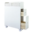 thumbnail image 3 of Narrow Slim Rolling Storage Cart and Organizer Kitchen Storage Cabinet Beside Fridge Small Plastic Rolling Shelf with 2 Drawers for Bathroom, 3 of 10