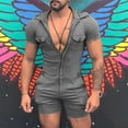 thumbnail image 2 of VBARHMQRT Bandeau Bra Top Black with Hooded Jumpsuit Men's Zipper Summer Shorts Jumpsuit Short Sleeved Intimates 3829, 2 of 6