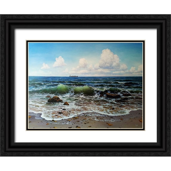 Cernov, Ivan 24x19 Black Ornate Wood Framed with Double Matting Museum Art Print Titled - When the Sea Calls II