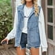 thumbnail image 1 of Chaqueta vaquera extragrande Augper para mujer, sin mangas, de longitud media y desgastada, 1 of 7