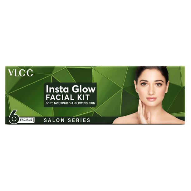 Kit facial Instaglow Salon Series VLCC (6 tratamientos faciales) (240 g + 12 ml)